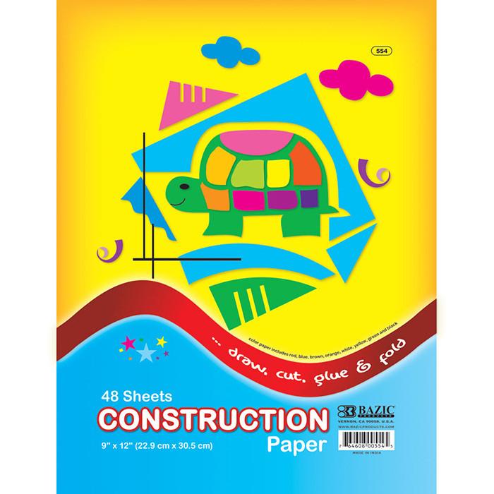 BAZIC 48 Ct. 9" X 12" Construction Paper Sold in 48 Units