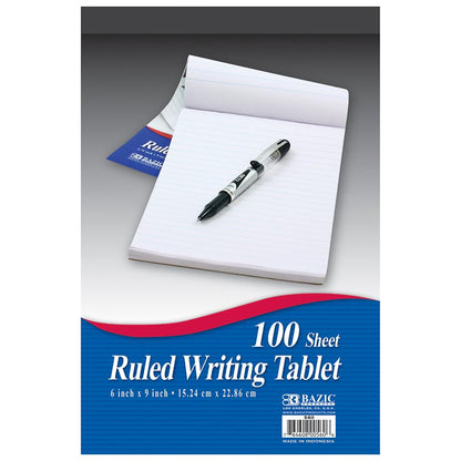 BAZIC 100 Ct. 5.75" X 9" Ruled Writing Tablet Sold in 48 Units