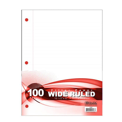 BAZIC W/R 100 Ct. Filler Paper Sold in 36 Units