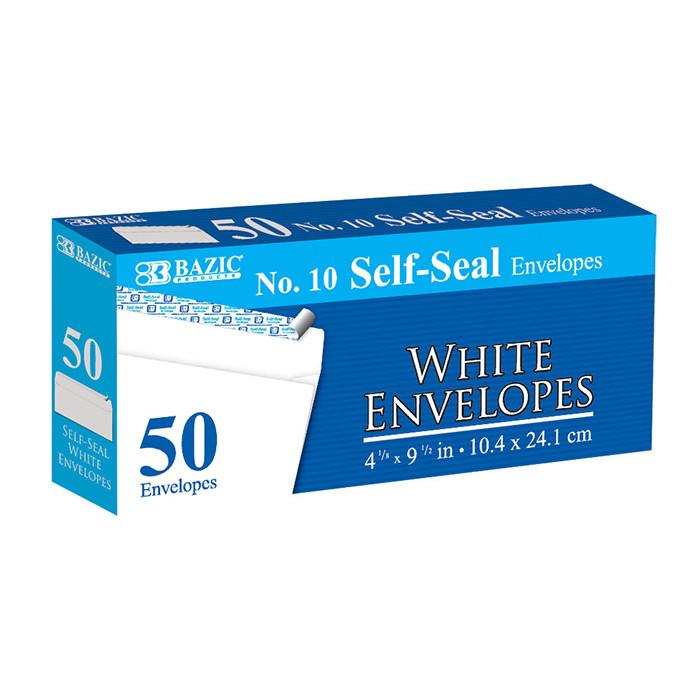 BAZIC #10 Self-Seal White Envelope (50/Pack) Sold in 24 Units