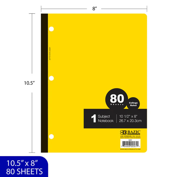 BAZIC C/R 80 Ct. 1-Subject Wireless Notebook Sold in 24 Units