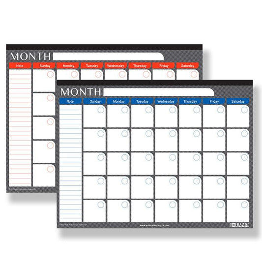 BAZIC 17" X 22" Undated 12-Months Desk Pad Calendar Sold in 24 Units