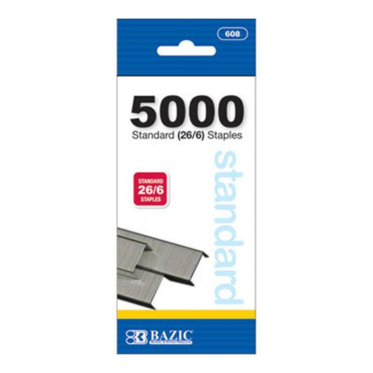 BAZIC 5000 Ct Standard (26/6) Staples Sold in 12 Units