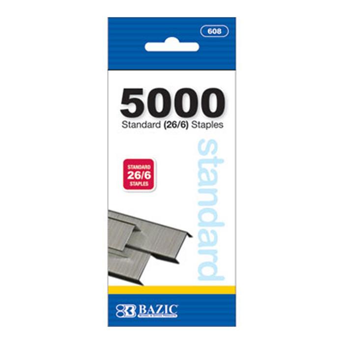 BAZIC 5000 Ct Standard (26/6) Staples Sold in 12 Units