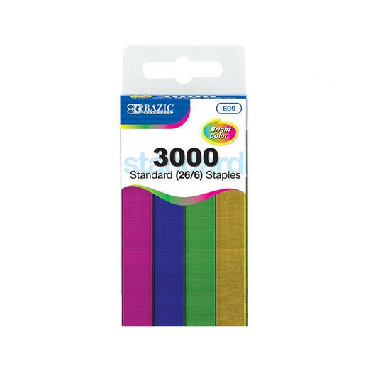 BAZIC 3000 Ct. Standard (26/6) Metallic Color Staples Sold in 24 Units