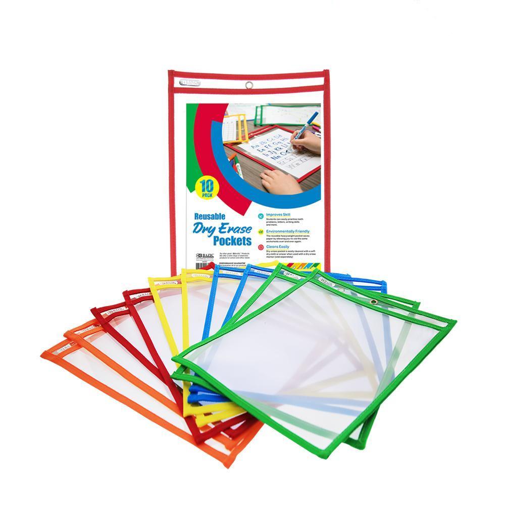 BAZIC Reusable Dry Erase Pockets (10/Pack) Sold in 6 Units