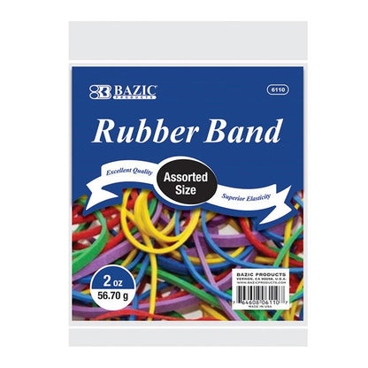 BAZIC 2 Oz./ 56.70 g Assorted Sizes and Colors Rubber Bands Sold in 36 Units
