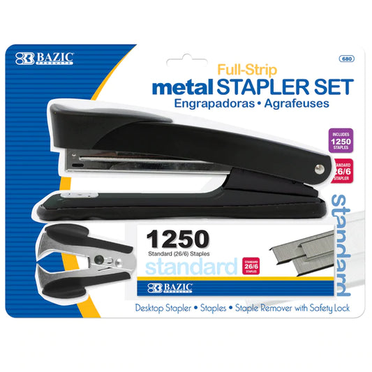BAZIC Metal Full Strip Stapler Set Sold in 12 Units