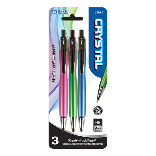 BAZIC Crystal 0.7mm Mechanical Pencil (3/Pack) Sold in 24 Units