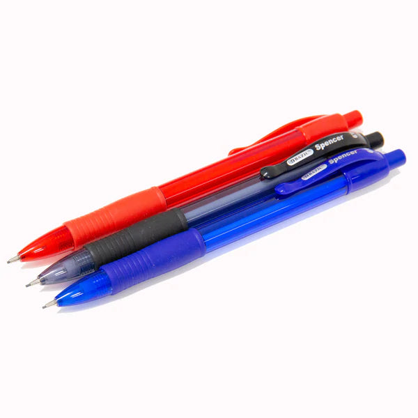 BAZIC Spencer Asst. Color Retractable Pen w/ Cushion Grip (4/Pack) Sold in 24 Units