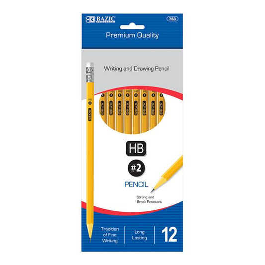 BAZIC #2 Premium Yellow Pencil (12/Pack) Sold in 24 Units