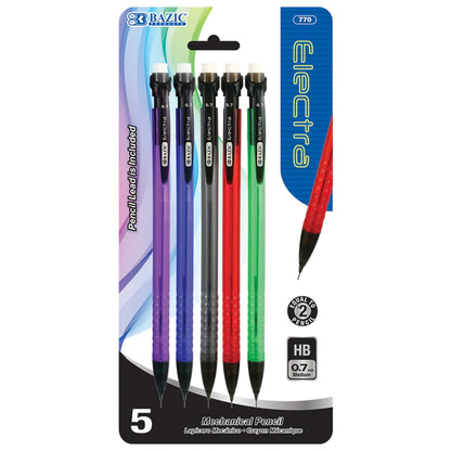 BAZIC Electra 0.7 mm Mechanical Pencil (5/Pack) Sold in 24 Units