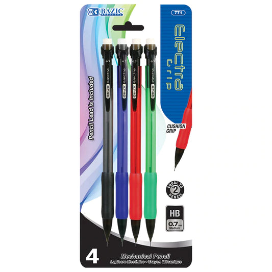 BAZIC Electra 0.7 mm Mechanical Pencil with Grip (3/Pack) Sold in 24 Units