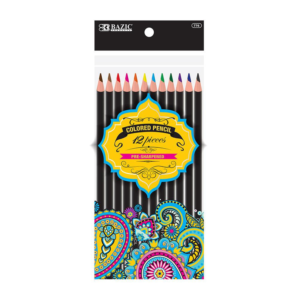 Bazic 12 Colored Pencils w/ Black Barrels Sold in 24 units