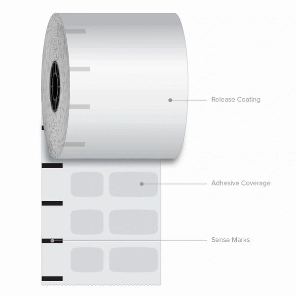 3 1/8" (80 mm) x 375' Iconex Sticky Media Ultralite Linerless Labels (30 Rolls)