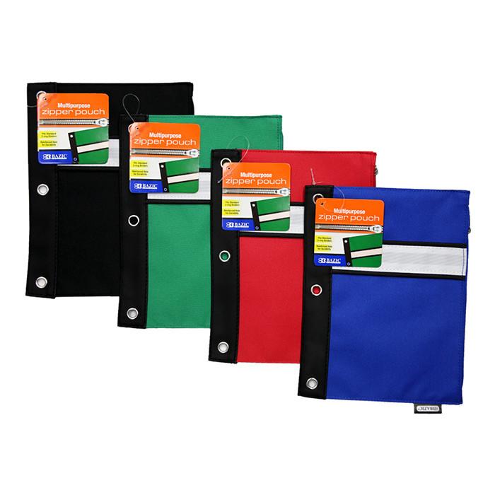 BAZIC Assorted Color 3-Ring Pencil Pouch Sold in 24 Units
