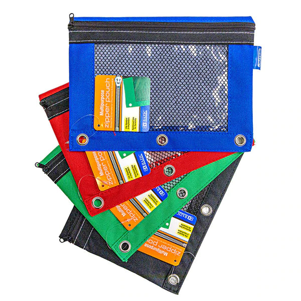 BAZIC 3-Ring Pencil Pouch w/ Mesh Window Sold in 24 Units