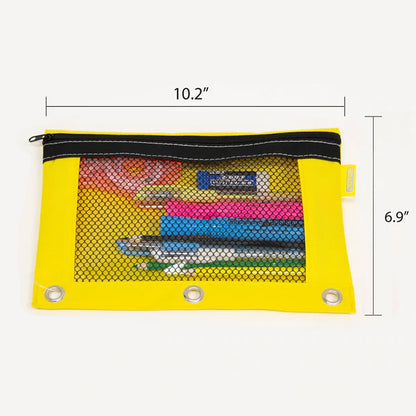 BAZIC Bright Color 3-Ring Pencil Pouch w/ Mesh Window Sold in 24 Units