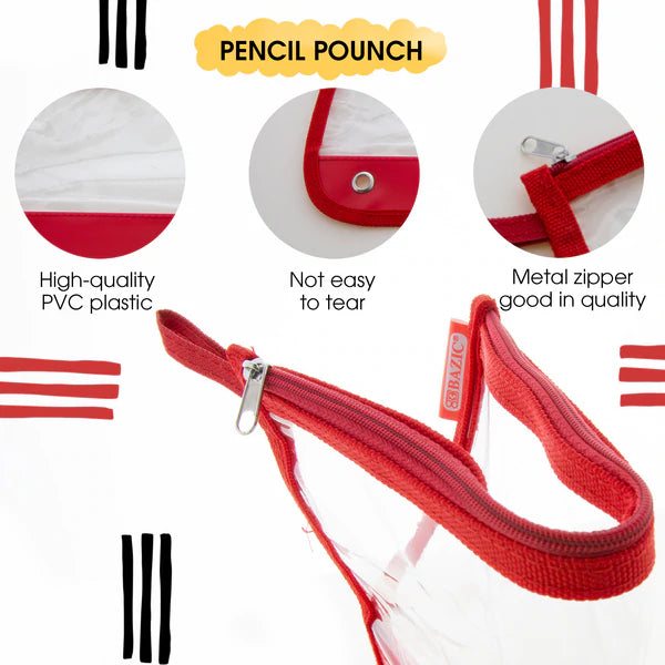 BAZIC 11.5" x 6.5" 3-ring Clear Pencil Pouch Sold in 24 Units
