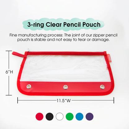 BAZIC 11.5" x 6.5" 3-ring Clear Pencil Pouch Sold in 24 Units