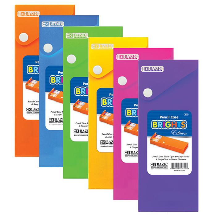BAZIC Bright Color Slider Pencil Case w/ PDQ Display Sold in 36 Units
