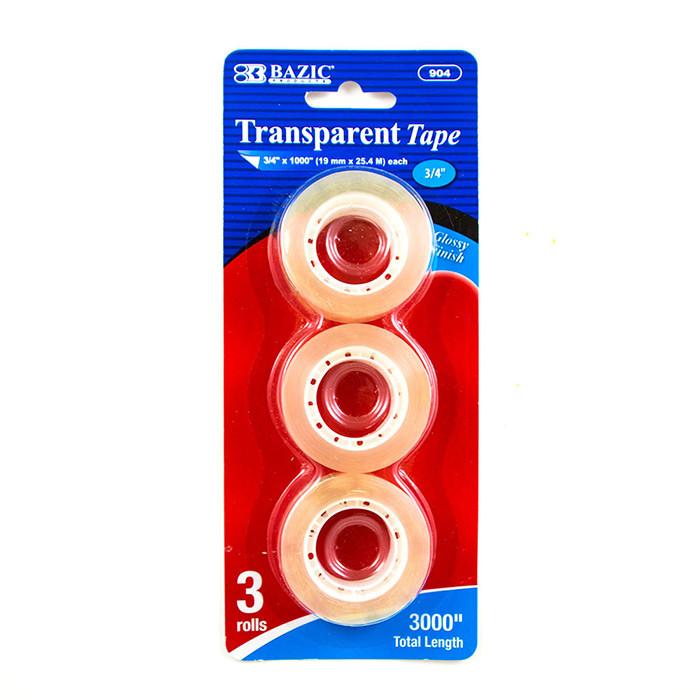 BAZIC 3/4" X 1000" Transparent Tape Refill (3/Pack) Sold in 24 Units