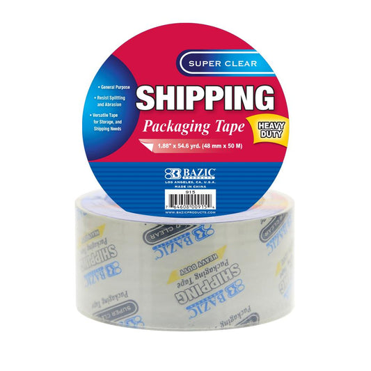 BAZIC 1.88" x 54.6 Yards Super Clear Heavy Duty Packing Tape (6/Pack) Sold in 36 Units