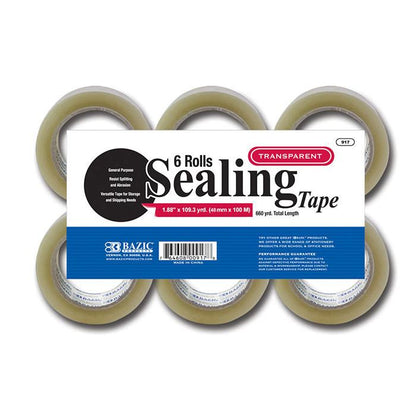 BAZIC 1.88" X 109.3 Yards Clear Packing Tape (6/pack) Sold in 6 Units