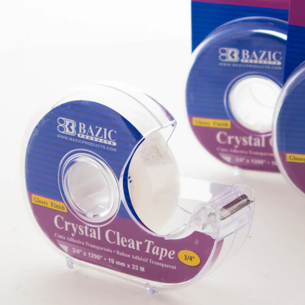 BAZIC 3/4" X 250" Crystal Clear Tape (3/Pack) w/ Floor Display Sold in 144 Units