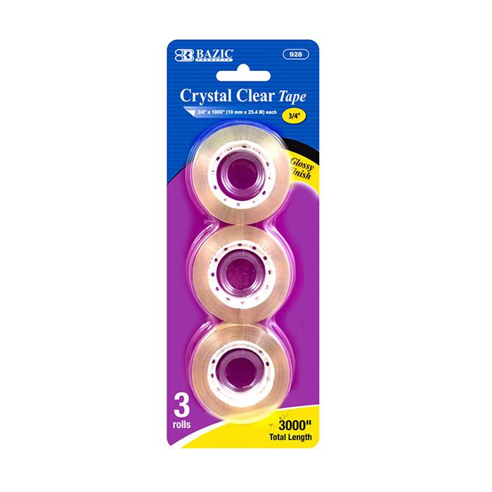 BAZIC 3/4" X 1000" Crystal Clear Tape Refill (3/Pack) Sold in 24 Units