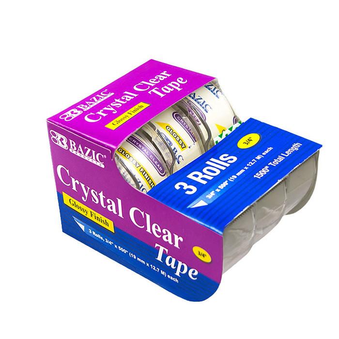 BAZIC 3/4" X 500" Crystal Clear Tape (3/Pack) Sold in 24 Units