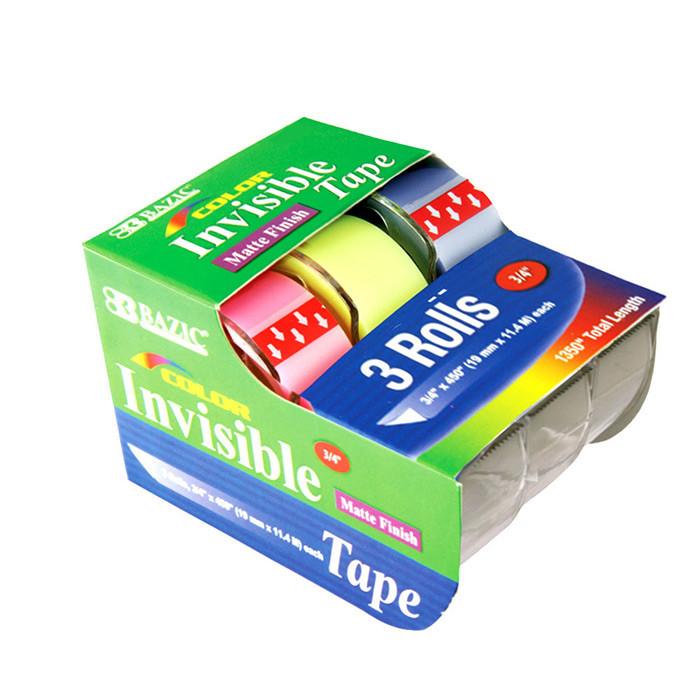 BAZIC 3/4" X 500" Color Invisible Tape (3/Pack) Sold in 24 Units