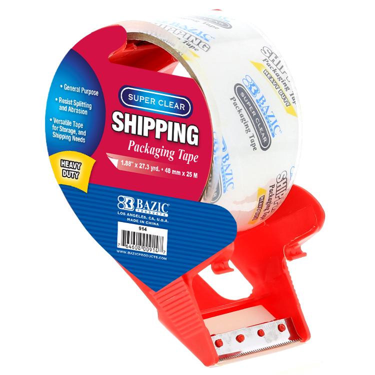 BAZIC 1.88" x 27.3 Yards Super Clear Heavy Duty Packing Tape with Dispenser Sold in 36 Units