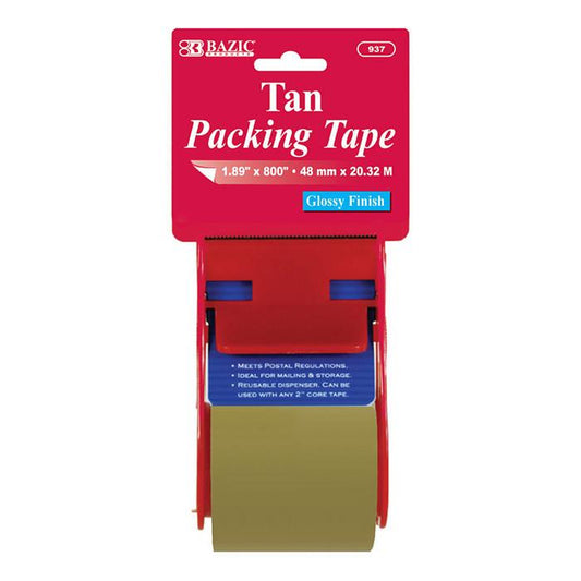 BAZIC 1.88" X 800" Tan Packing Tape w/ Dispenser Sold in 24 Units