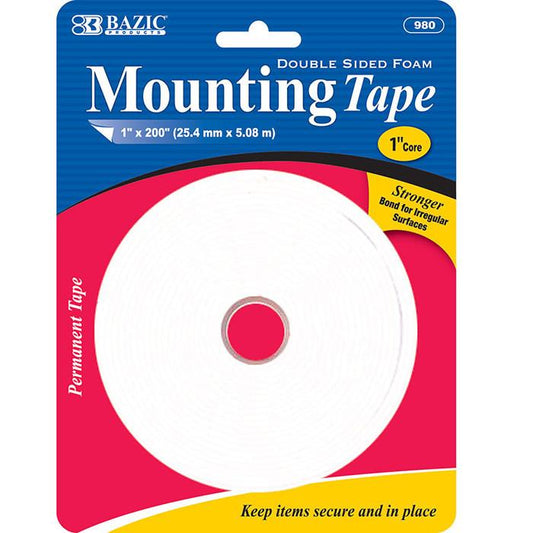 BAZIC 1" X 200" Double Sided Foam Mounting Tape Sold in 24 Units