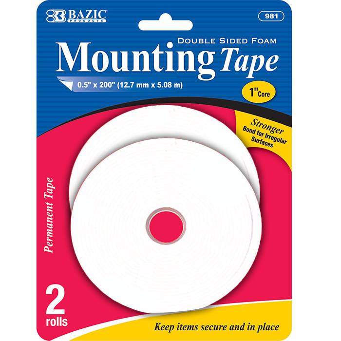 BAZIC 0.5" X 200" Double Sided Foam Mounting Tape (2/Pack) Sold in 24 Units