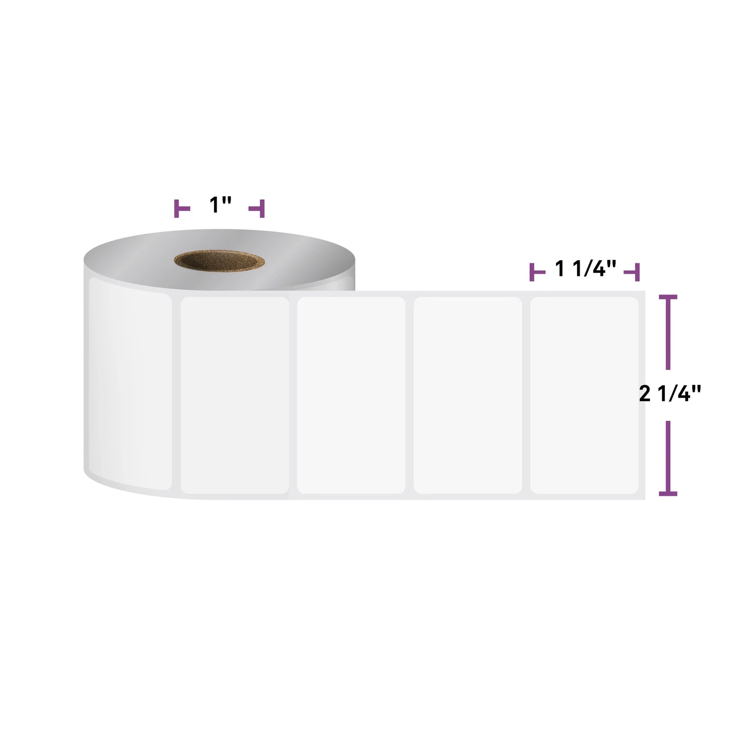 2 1/4" x 1 1/4" Direct Thermal Labels, 1000/Roll, 12 Rolls/Case