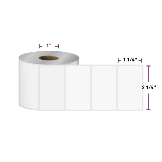 2 1/4" x 1 1/4" Direct Thermal Labels, 1000/Roll, 12 Rolls/Case