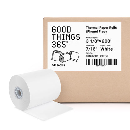 3 1/8" x 200' Phenol Free Thermal Paper Rolls (10 Rolls)