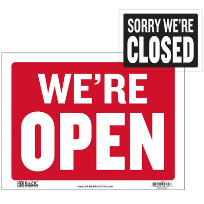 12" X 16" Open Sign w/ Closed Sign on Back Sold in 24 Units