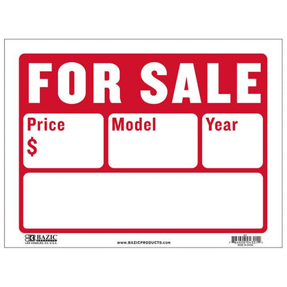 BAZIC 12" X 16" For Sale Sign (2-Line) Sold in 24 Units