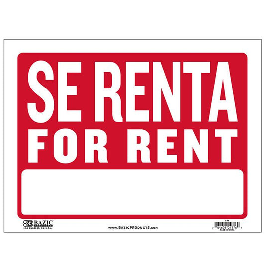 BAZIC 9" X 12" Se Renta Sign Sold in 24 Units