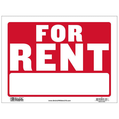 BAZIC 12" X 16" For Rent Sign Sold in 24 Units