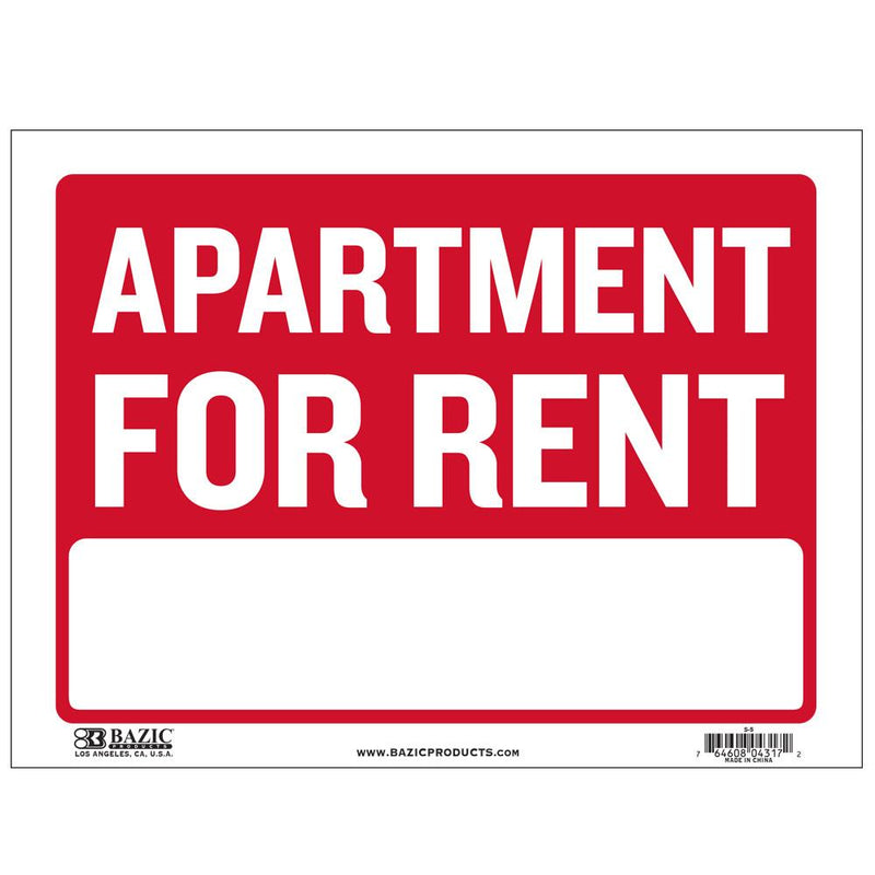 9" X 12" Apartment For Rent Sign Sold in 24 Units
