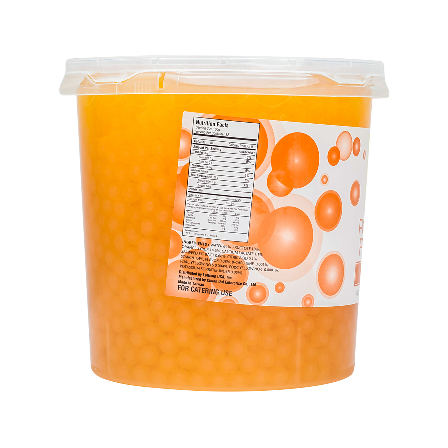 Tea Zone Orange Popping Pearls (7 lbs) CASE OF 4