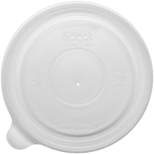 Karat 32 oz PP Plastic Food Container Flat Lids (115mm) - 500 ct