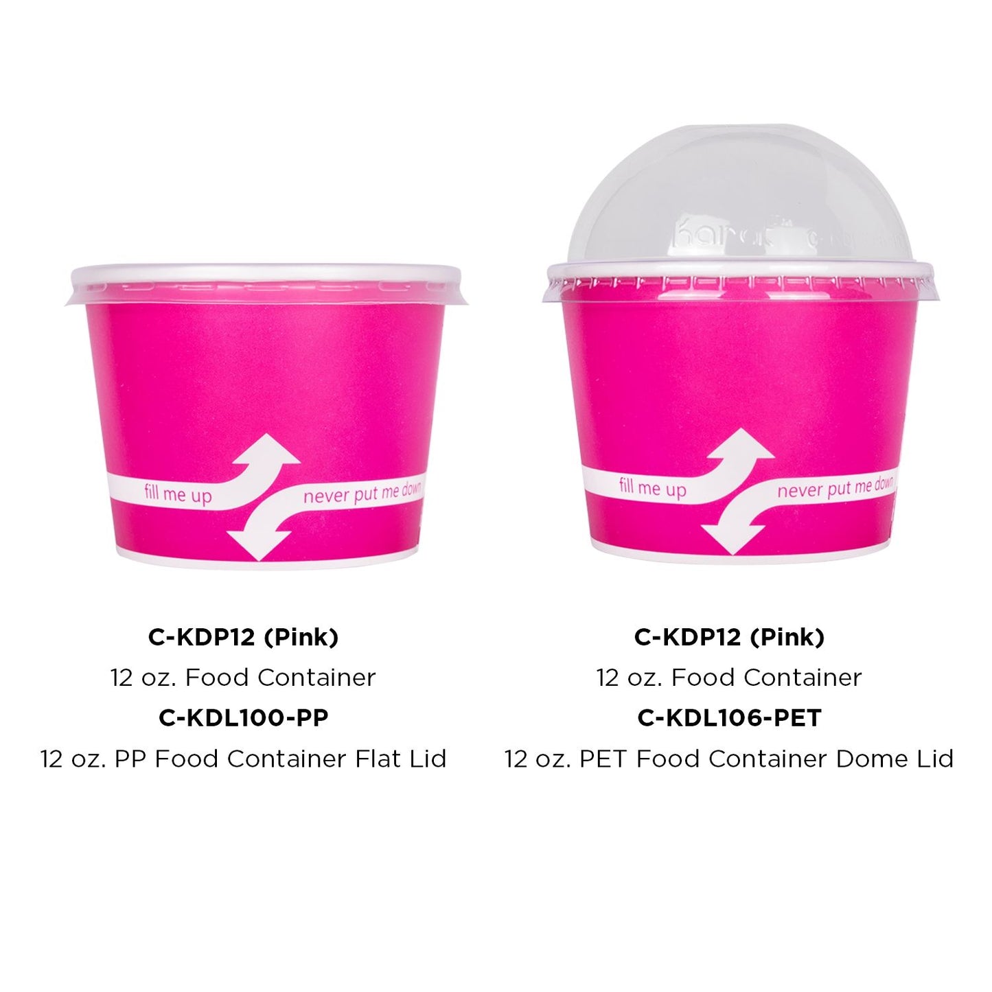 Karat 12oz Paper Food Containers - Pink (100mm) - 1,000 ct, C-KDP12 (PINK)
