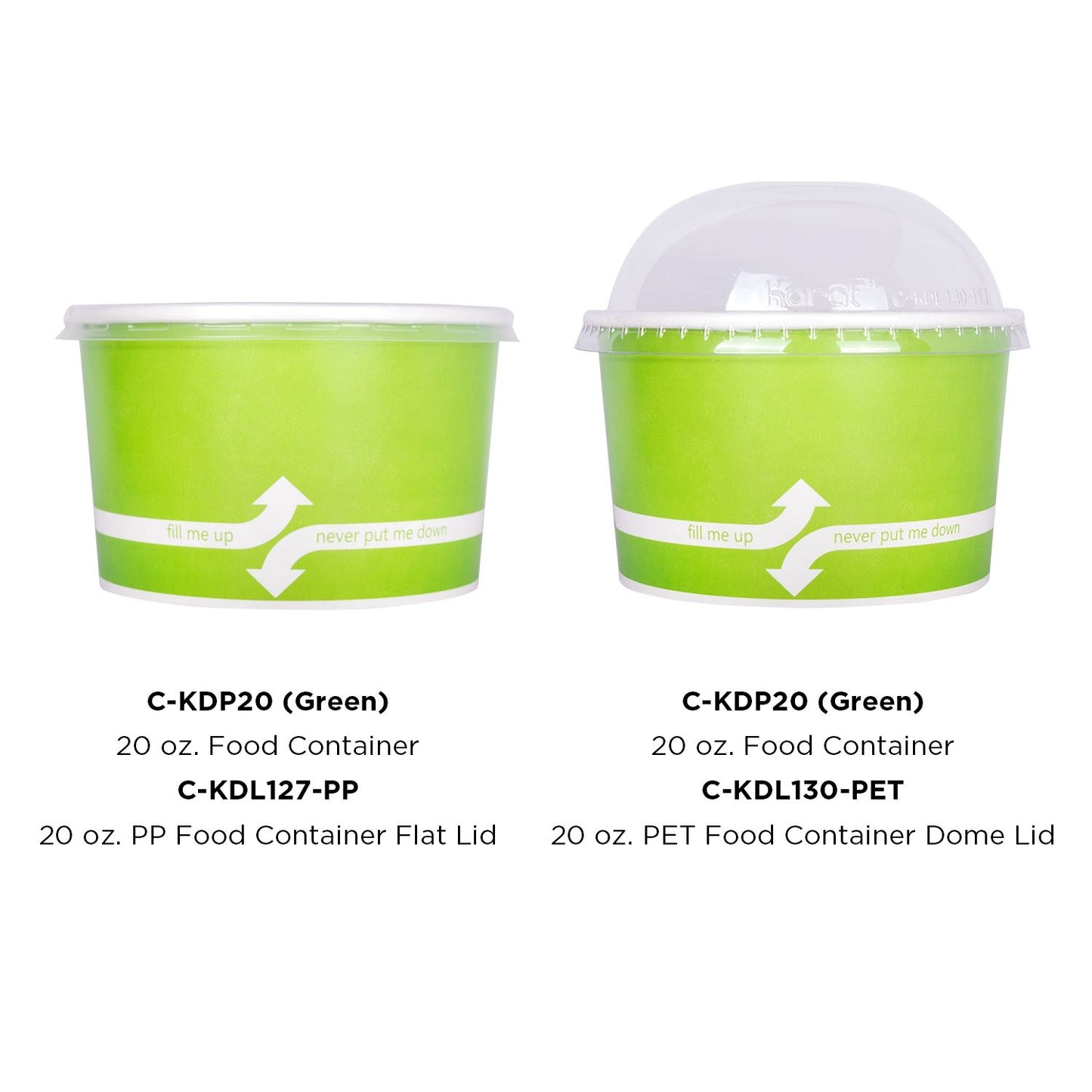 Karat 20oz Paper Food Containers - (127mm) - 600 ct,  C-KDP20 (GREEN)
