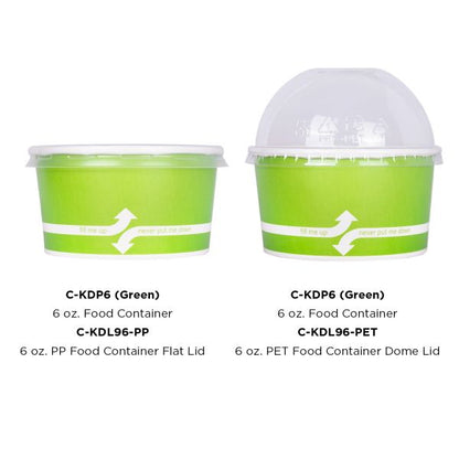 Karat 6oz Paper Food Containers - Green (96mm) - 1,000 ct, C-KDP6 (Green)
