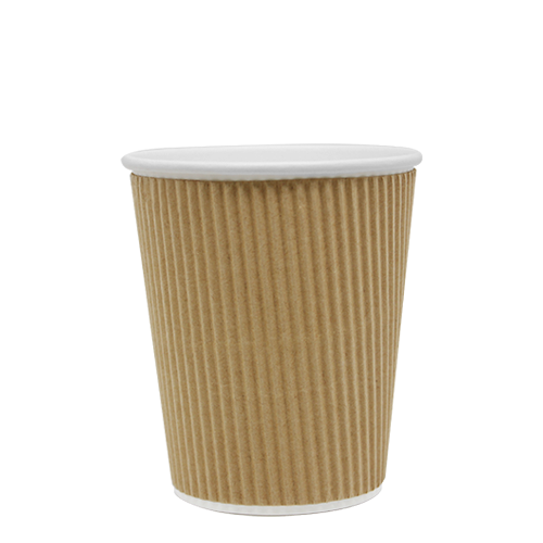 Karat 8oz Ripple Paper Hot Cups - Kraft (80mm) - 500 ct